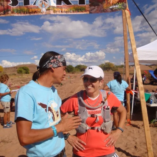 At the finish line with Race Director Sean Martin. Photo: John Waddell