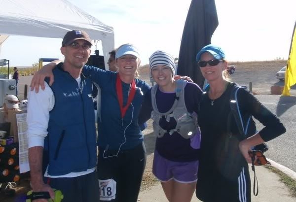 At the finish line, Justin & Kristel Liddle, me & Ryan Rowley.