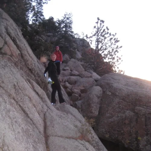 Victoria (back) and Kristel (front) taking in the views, the sun still rising.