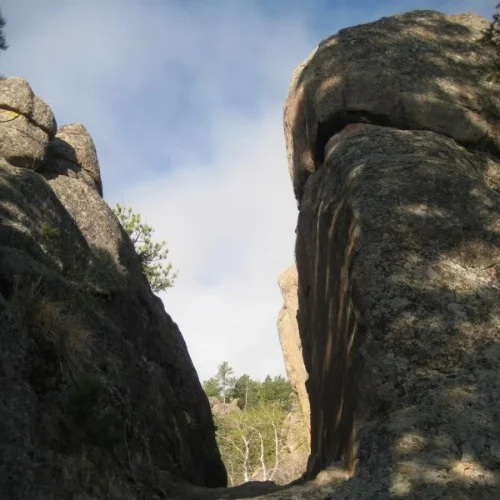 The trail cuts through a number of interesting rock formations.