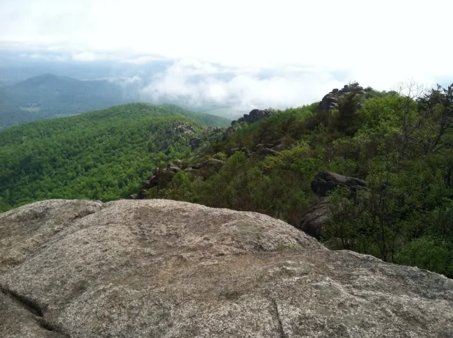 View east from Old Rag's summit, above the clouds.