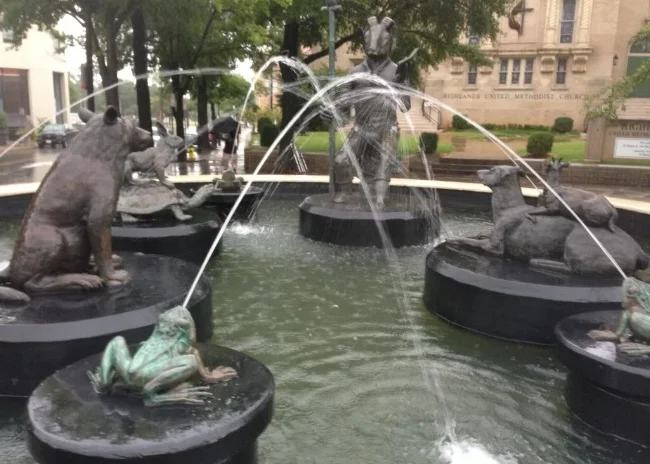 Birmingham's Storyteller Fountain, a landmark since 1991.