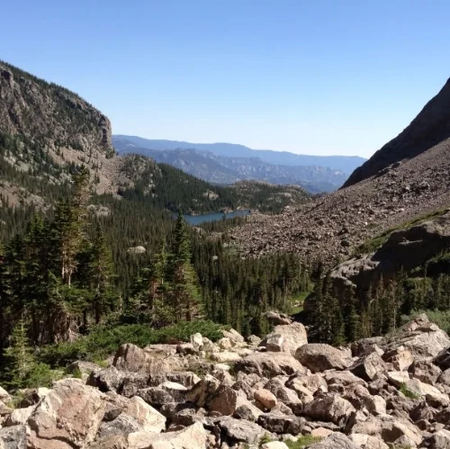 The view back, toward the trailhead. I saw a huge cow elk not far from here.