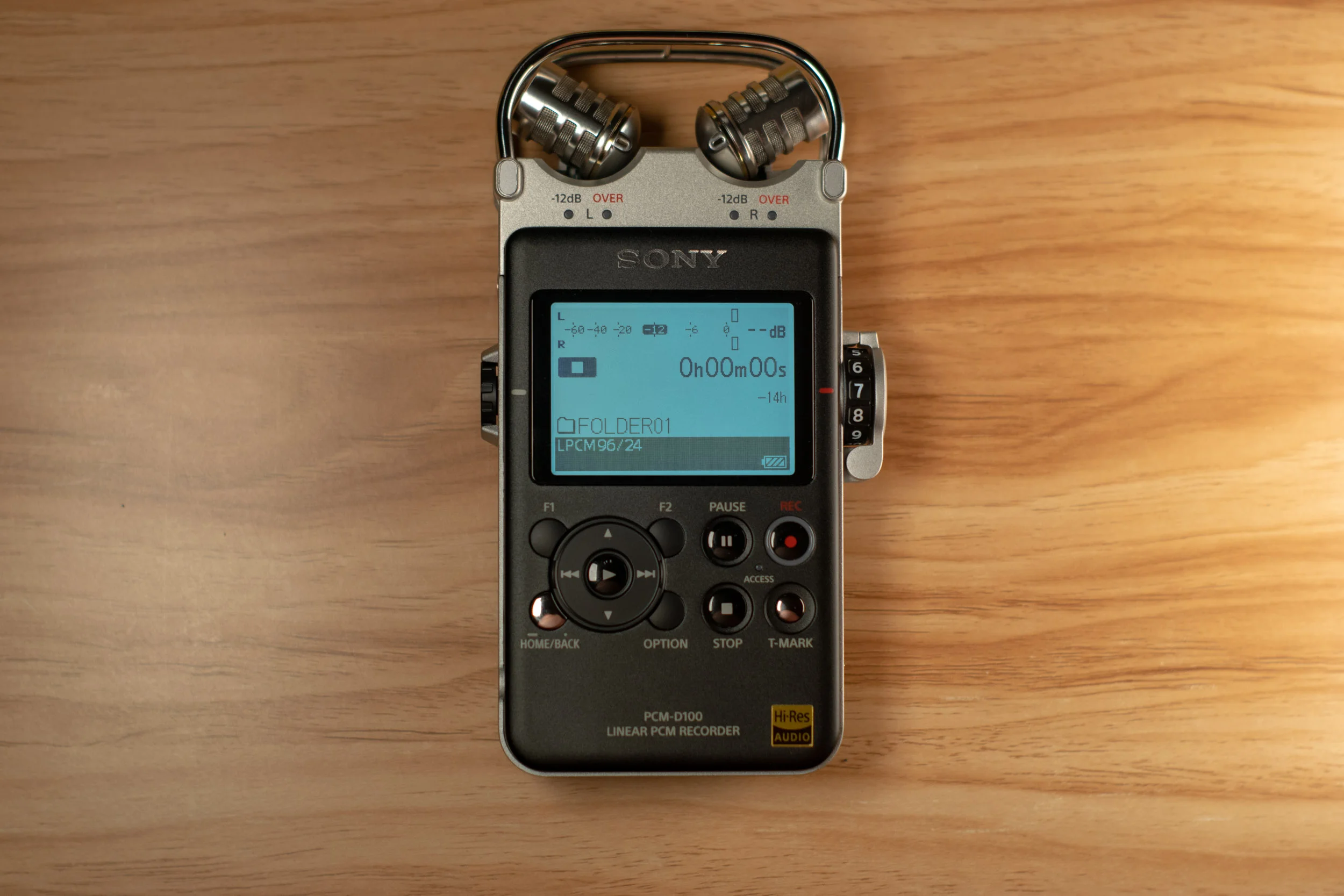 Sony PCM-D100-1 Above View On.jpg