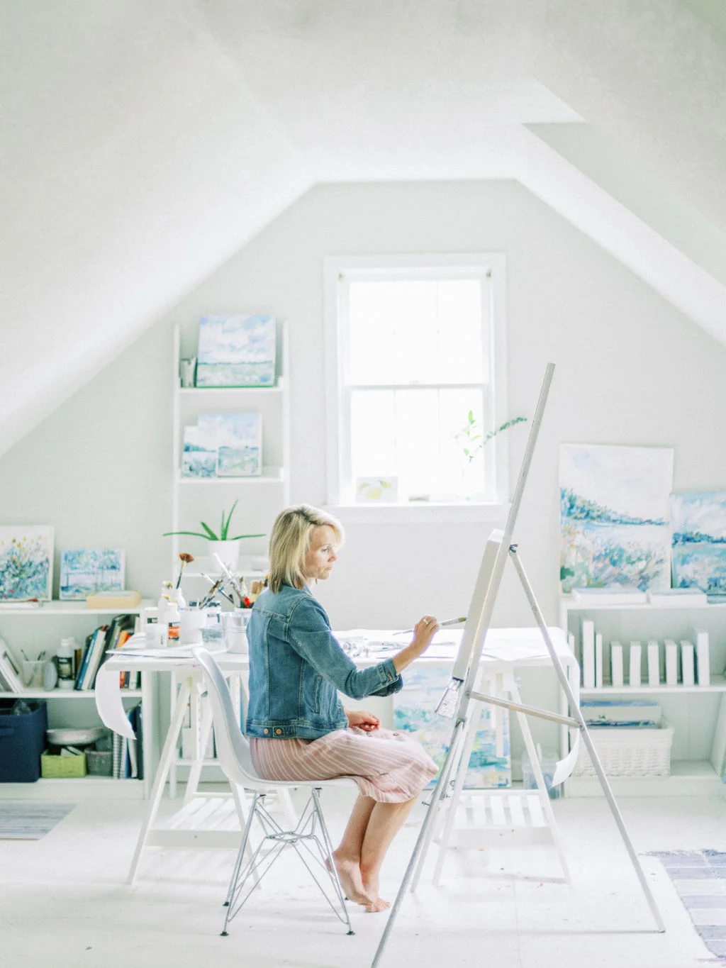 Trying to keep the studio space clean is tricky sometimes! I often will try to make a point of cleaning at the end of the studio session so when I begin again the next day everything is fresh and clean and ready to go!