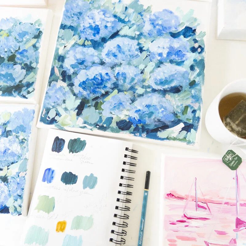 Working in my sketchbook and canvases.  Planning out ideas for the year.