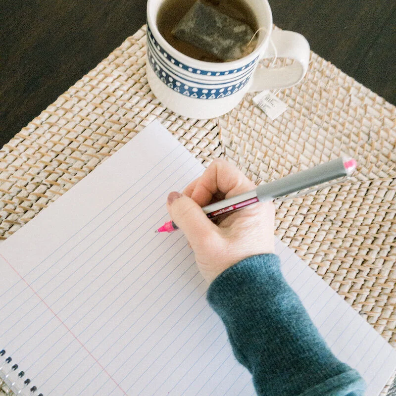 I always write down my goals and plans in my journal. I write in here every morning when I wake up.