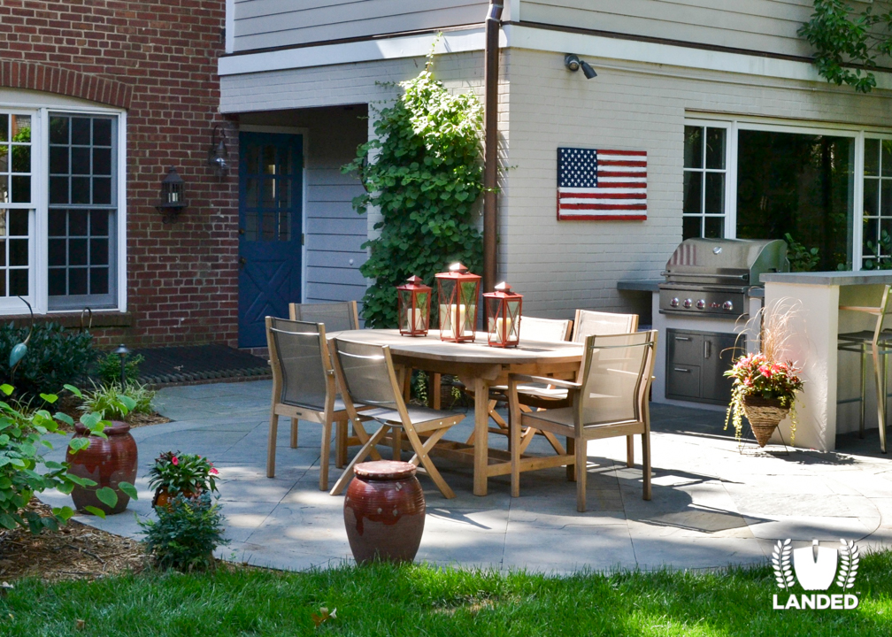 Backyard Dry-Laid Flagstone Patio and Outdoor Kitchen | Landed – Landscape Designers