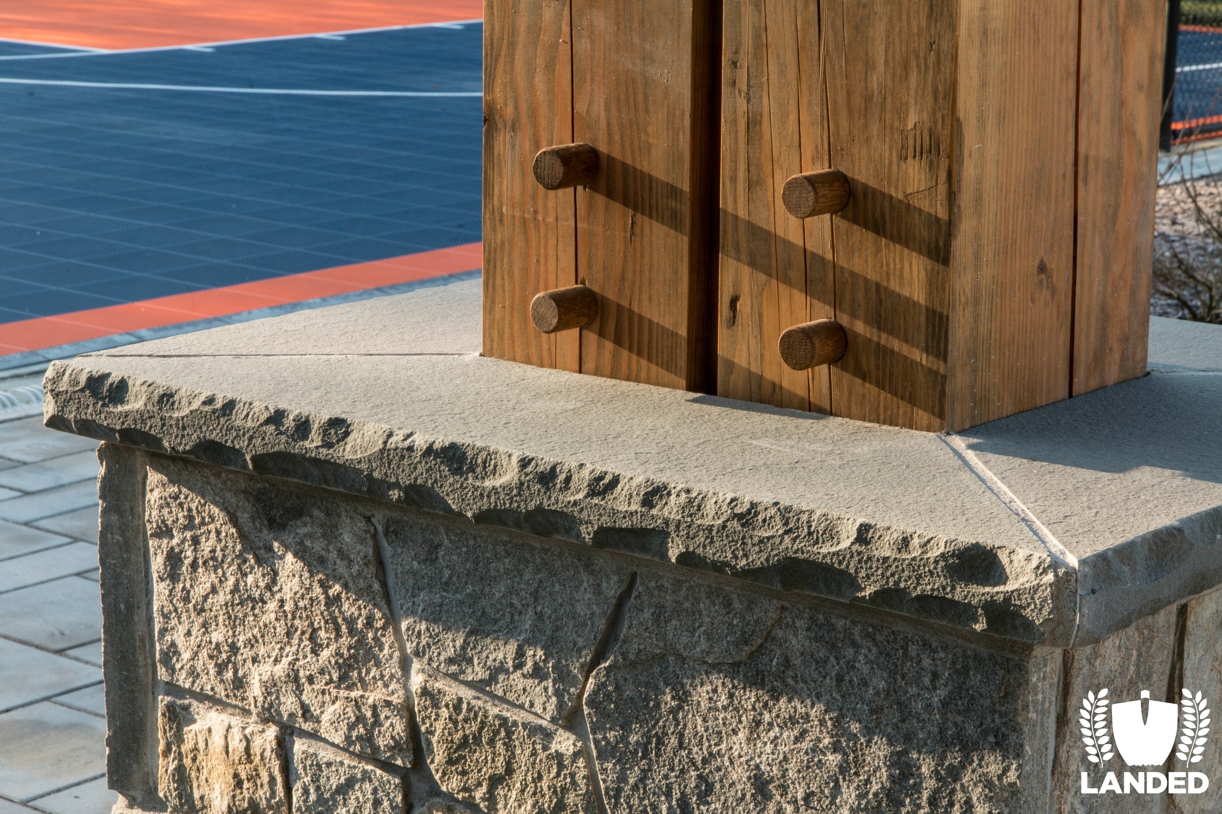  stone pillar and timber frame  