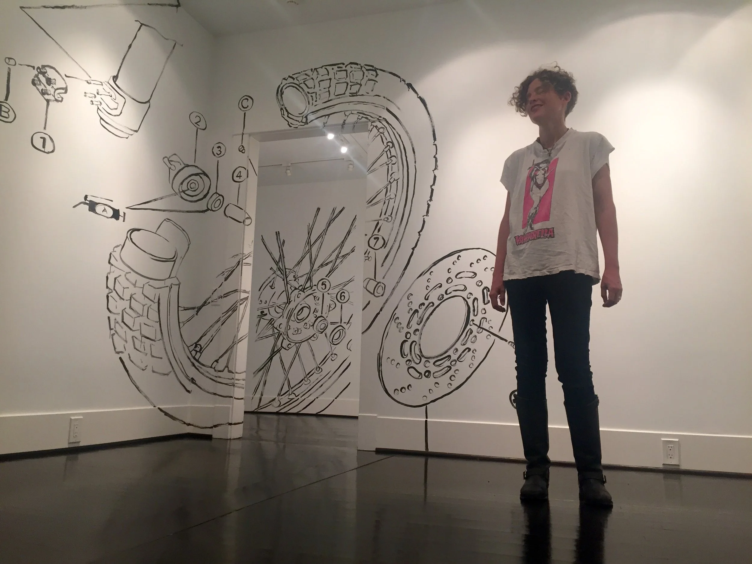 Front Wheel . acrylic on wall, dimensions variable, 2016. photo by Dallas McNamara