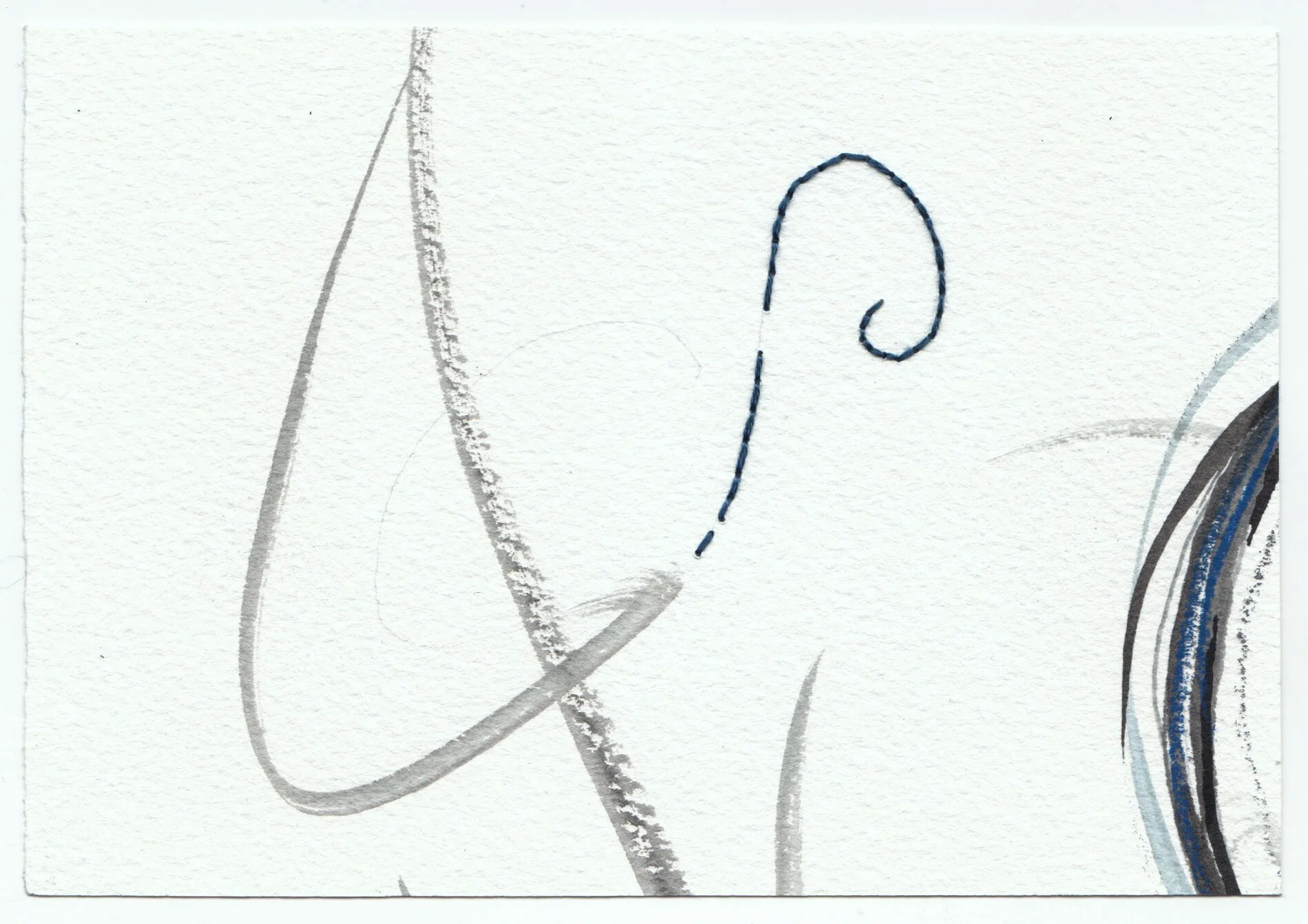 What Holds Us Together, series 2, no. 1. Graphite, ink, colored pencil and cotton floss on paper. 2020
