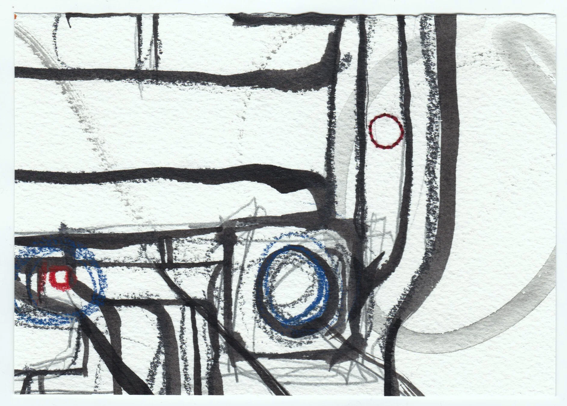 What Holds Us Together, series 2, no. 21. Graphite, ink, colored pencil and cotton floss on paper. 2020