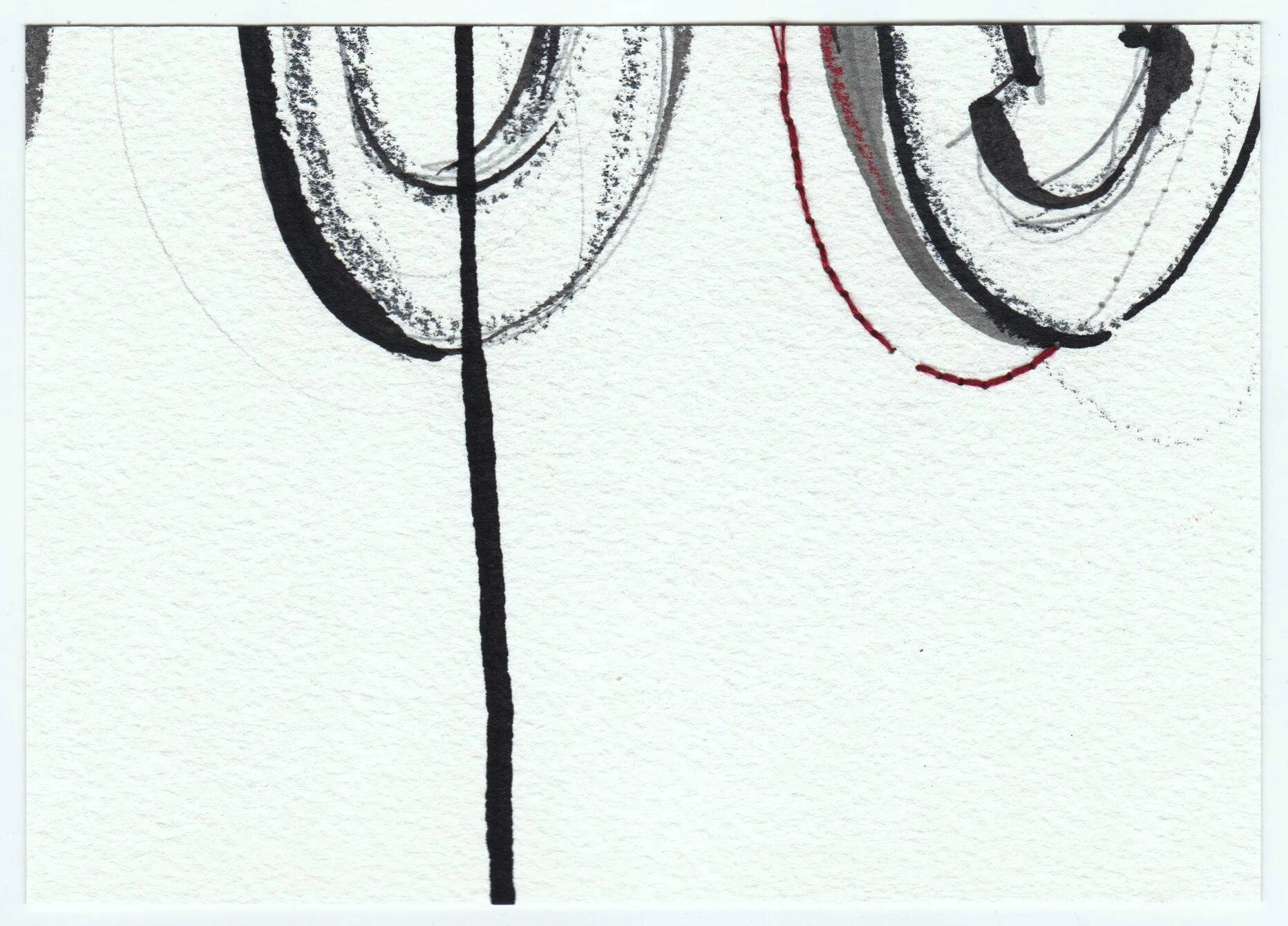 What Holds Us Together, series 2, no. 33. Graphite, ink, colored pencil and cotton floss on paper. 2020