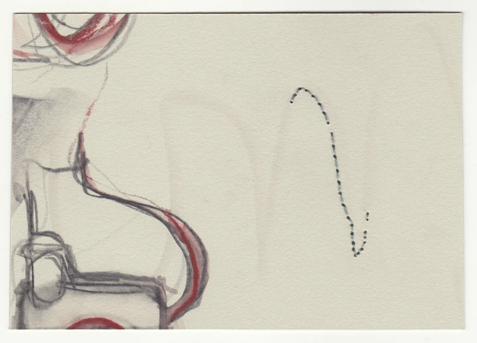 What Holds Us Together, series 3, no. 4. Graphite, pastel and cotton floss on paper. 2020