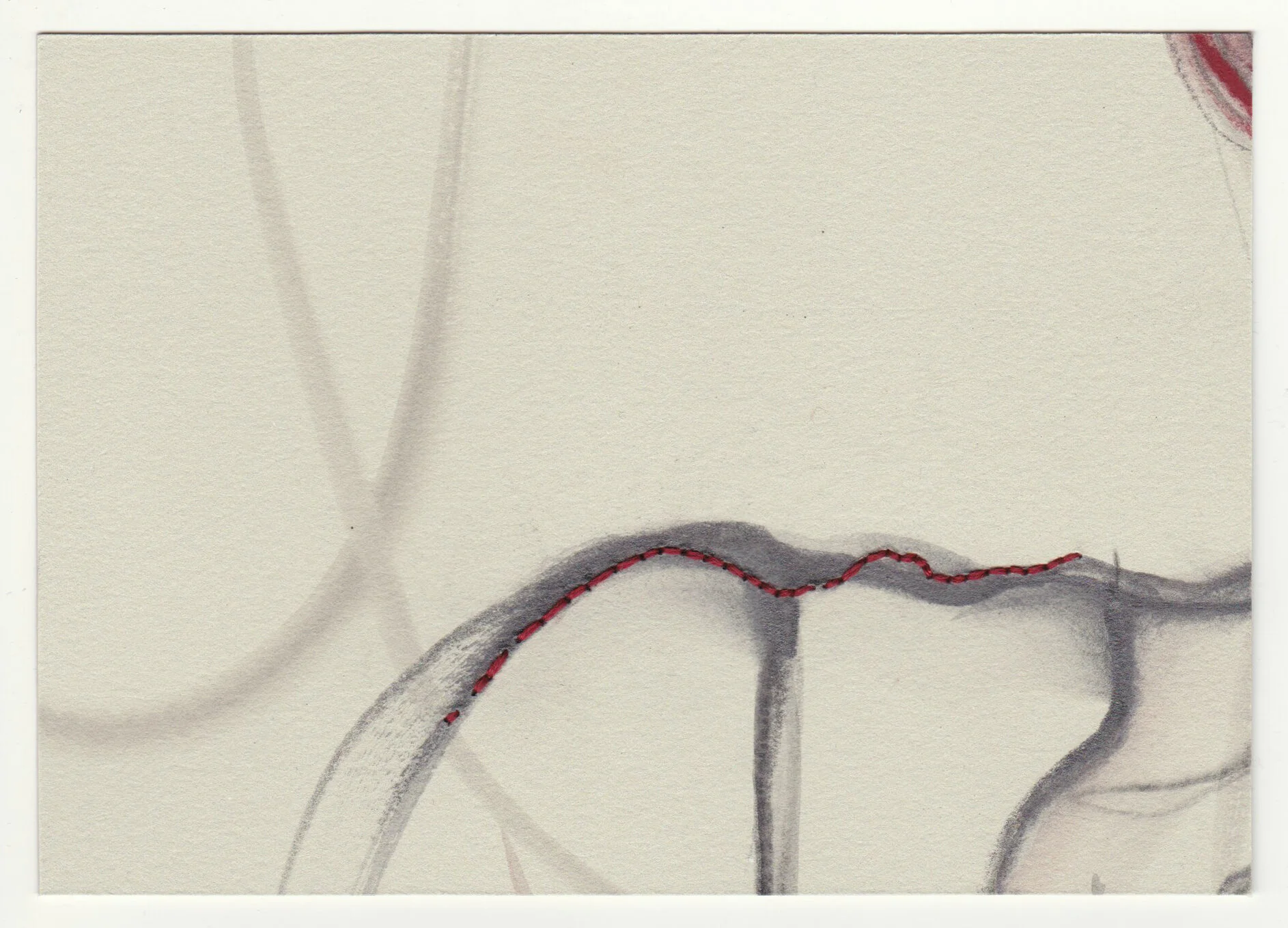 What Holds Us Together, series 3, no. 7. Graphite, pastel and cotton floss on paper. 2020.