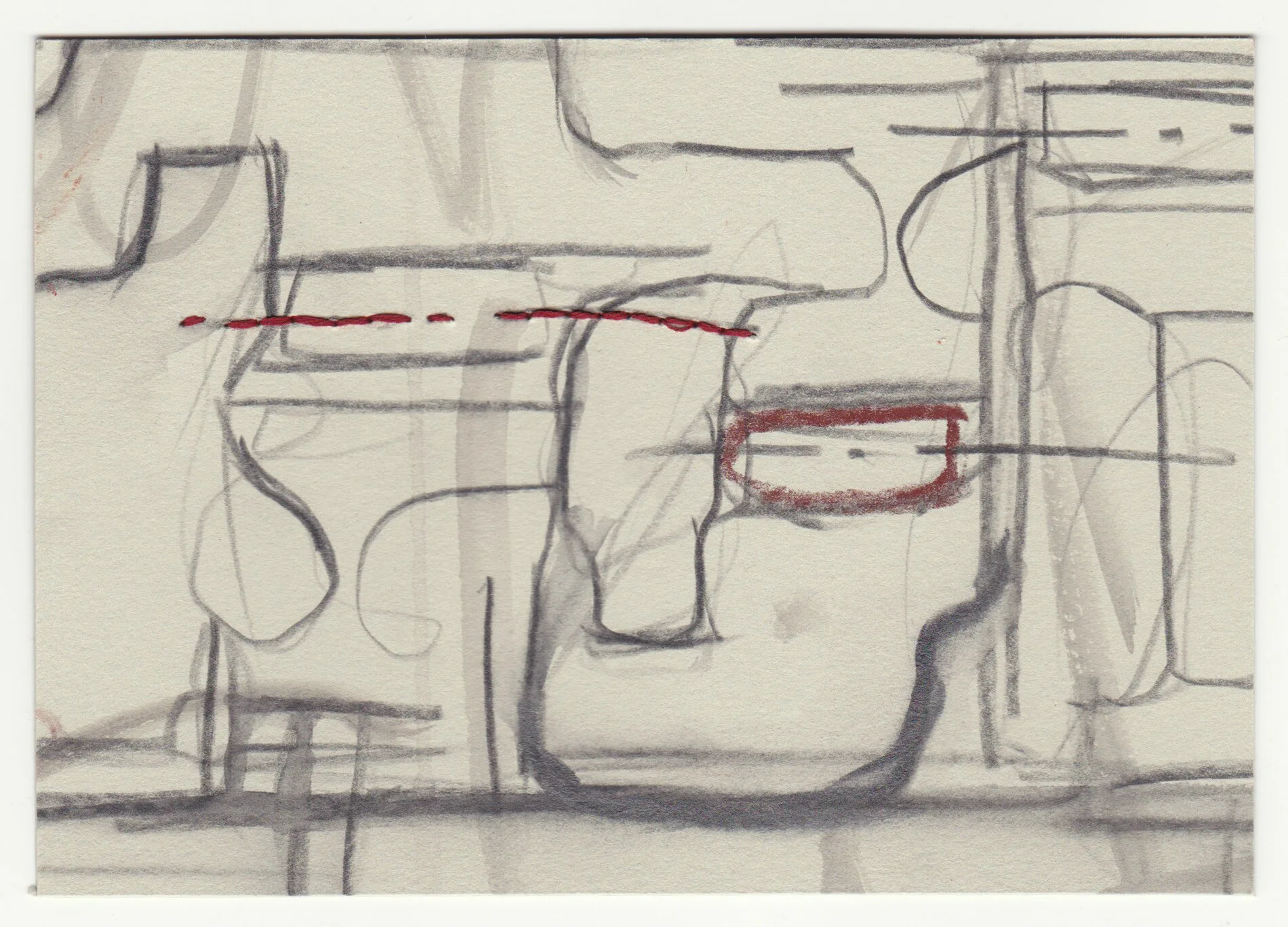 What Holds Us Together, series 3, no. 14. Graphite, pastel and cotton floss on paper. 2020