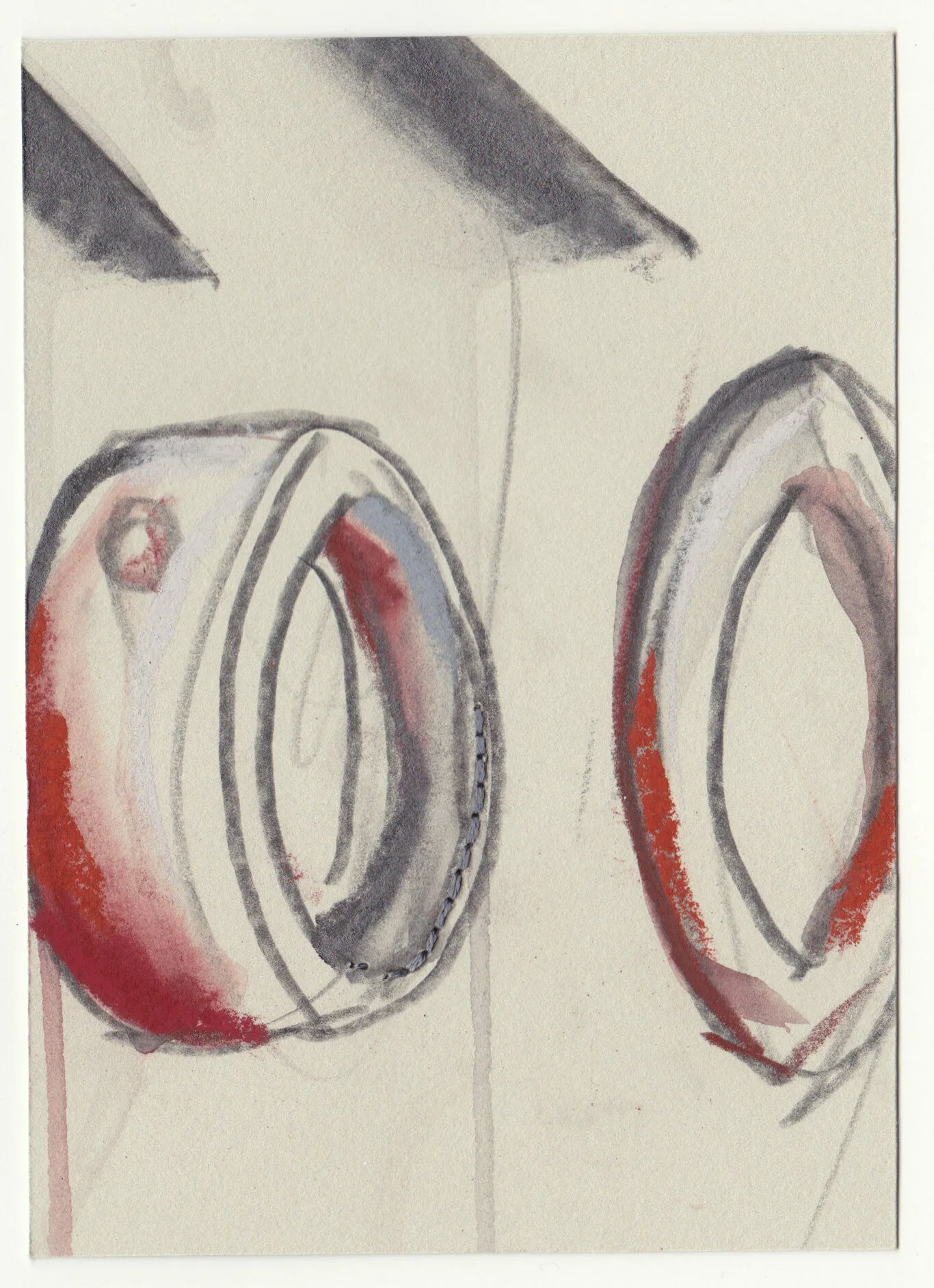 What Holds Us Together, series 3, no. 25. Graphite, pastel and cotton floss on paper. 2020