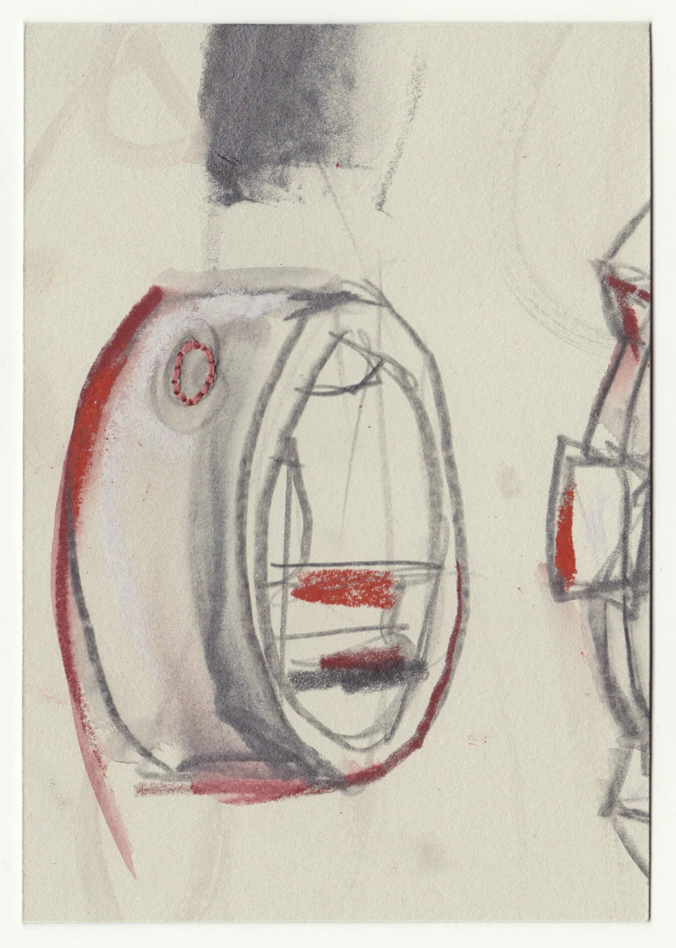 What Holds Us Together, series 3, no. 28. Graphite, pastel and cotton floss on paper. 2020