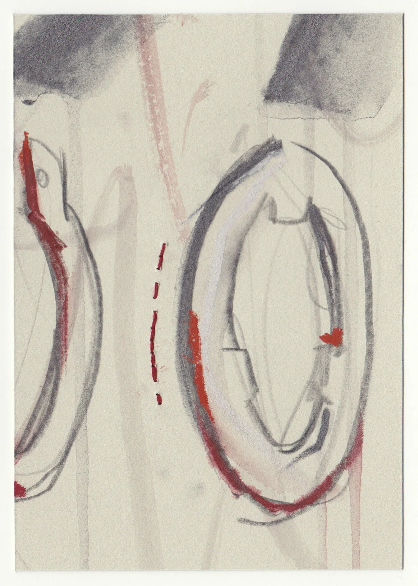 What Holds Us Together, series 3, no. 29. Graphite, pastel and cotton floss on paper. 2020
