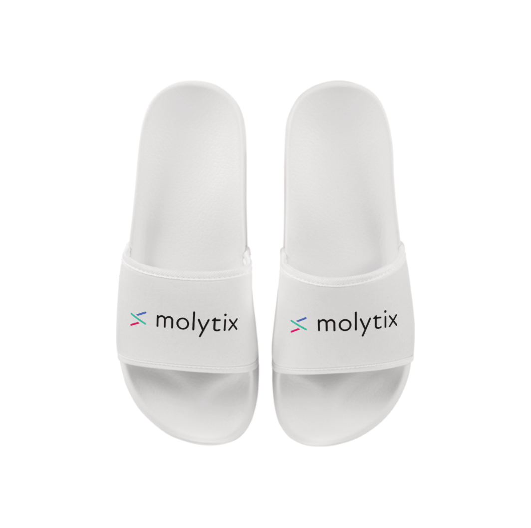 Badeschlappe Molytix Wordbrand white.png