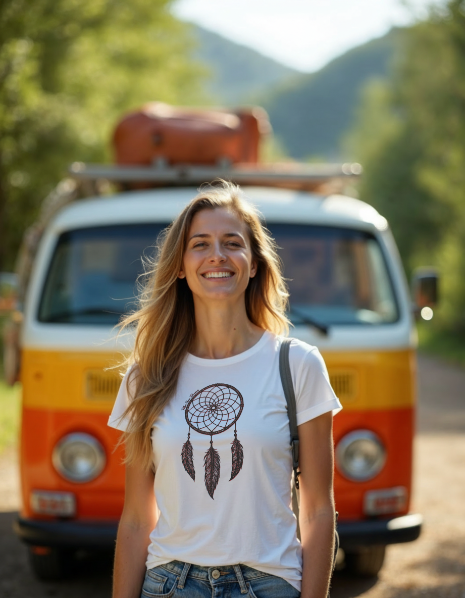 Ladies-RollUp Shirt „Follow Your Dreams“ – Traumfänger Print (verschiedene Farben)