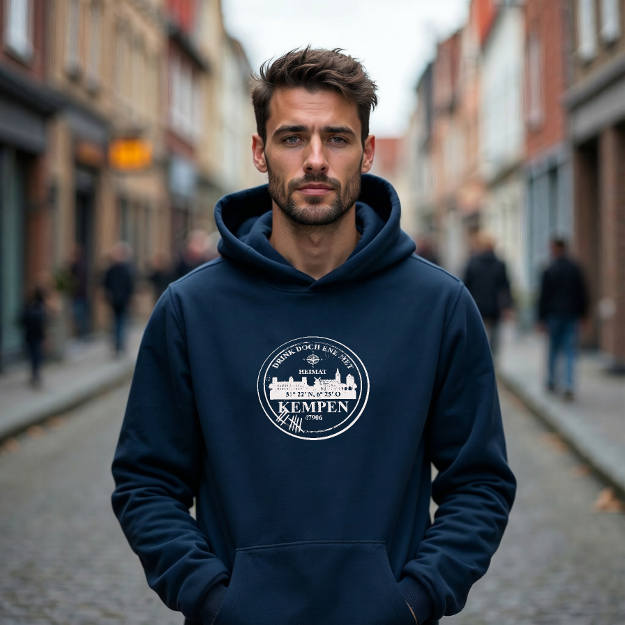 Herren Hoodie „Drink doch ene met – 47906 Kempen“ – Heimatliebe pur