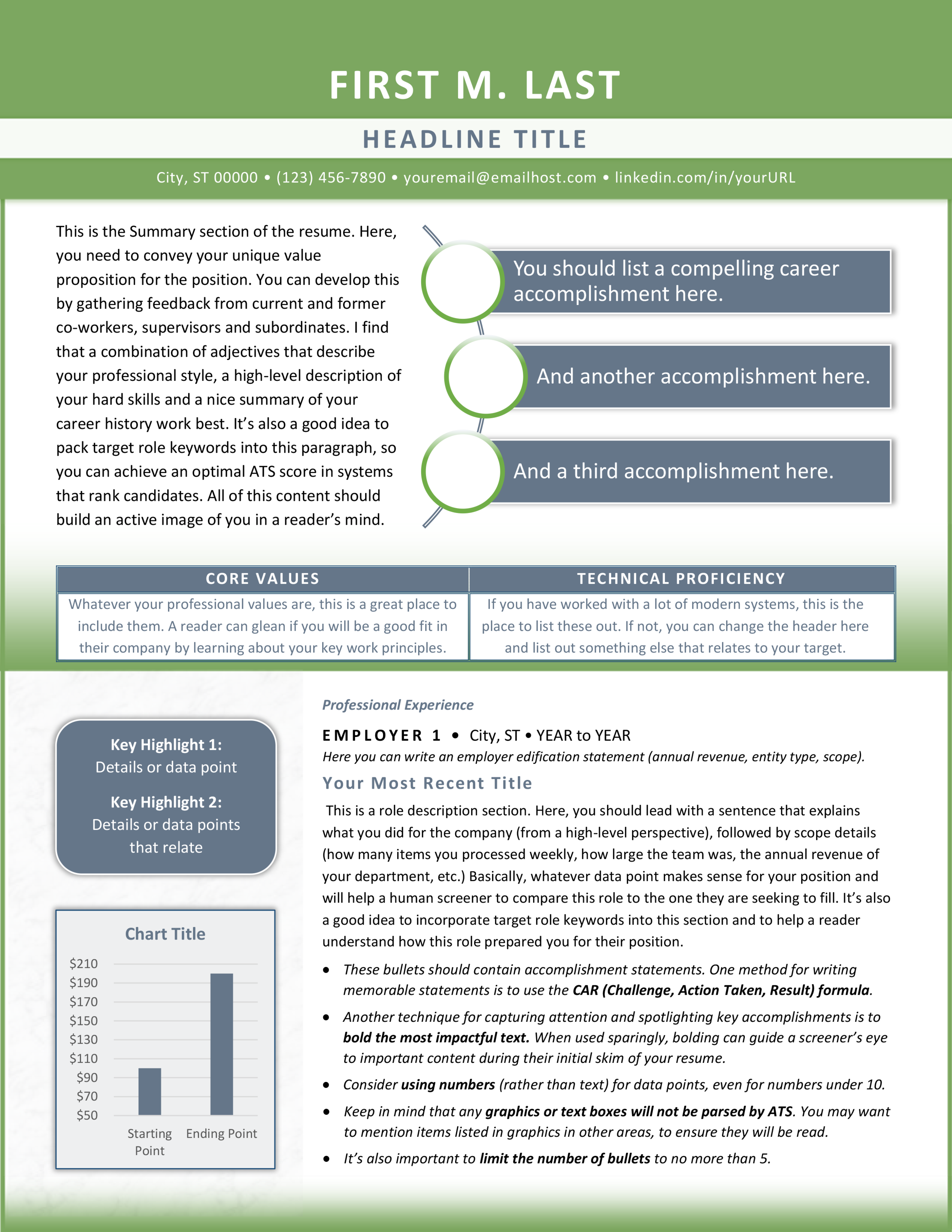 Resume Template by MyPro - Core Values - Apple Green - Page 1.png