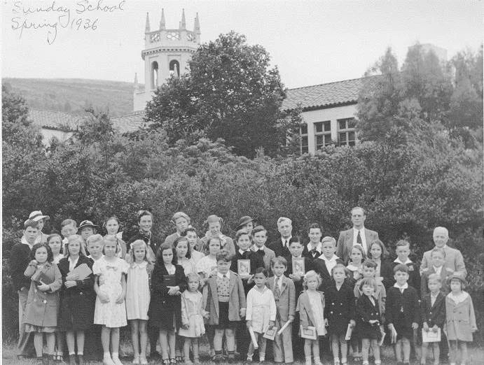 Sunday School students and teachers outside of the Malaga Cove School, 1936 Courtesy Neighborhood Church Historical Archives