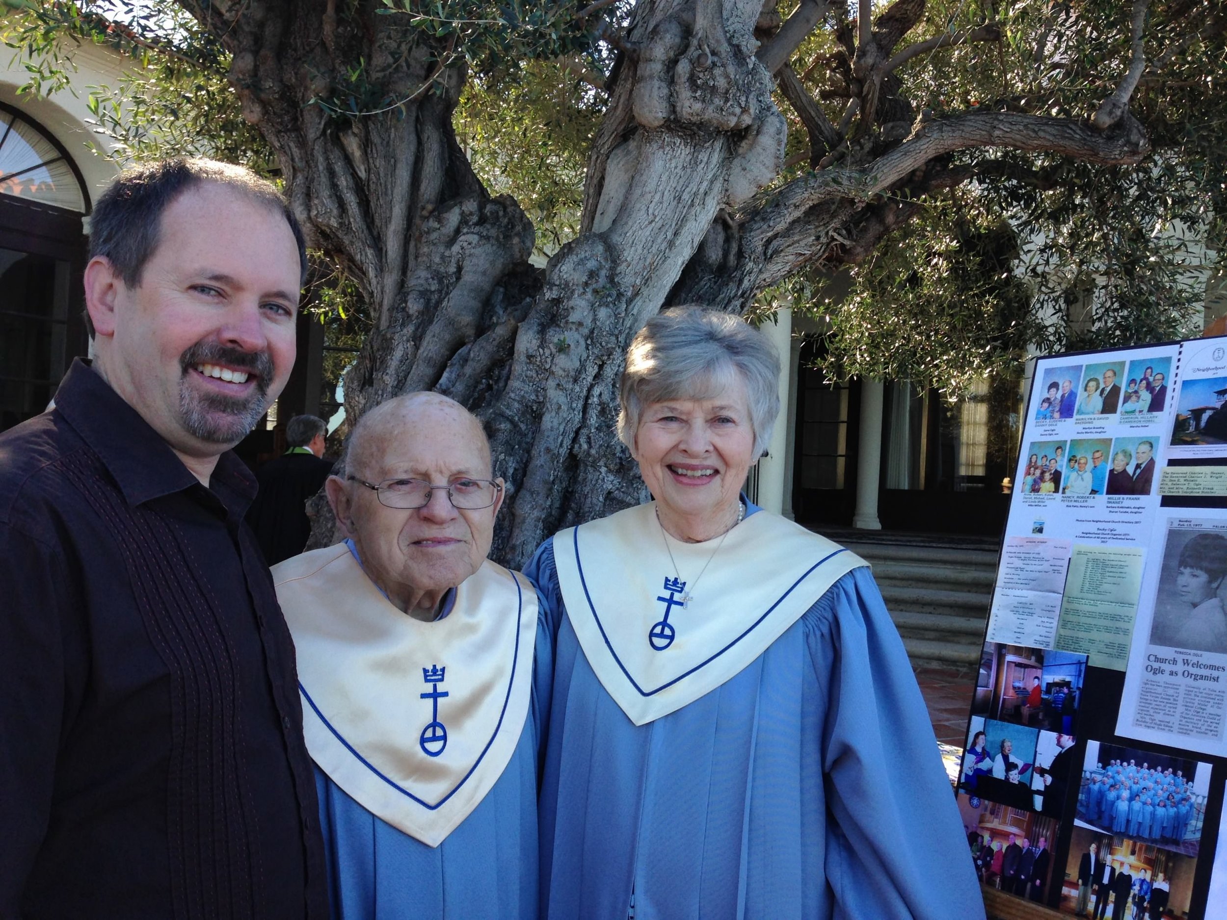 Danny, Becky and Gene at the church reception honoring Becky in February, 2017 