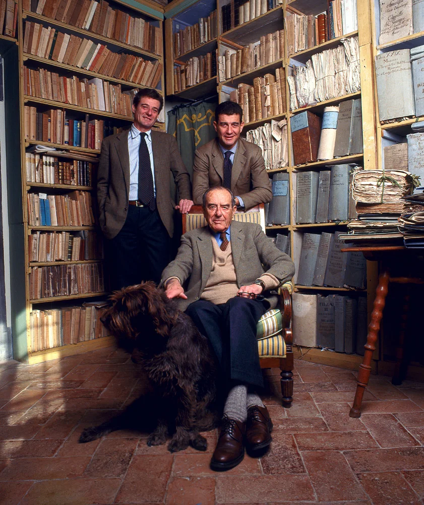 In the family archives: Filippo and Francesco with their father, Lapo Mazzei Courtesy Castello di Fonterutoli