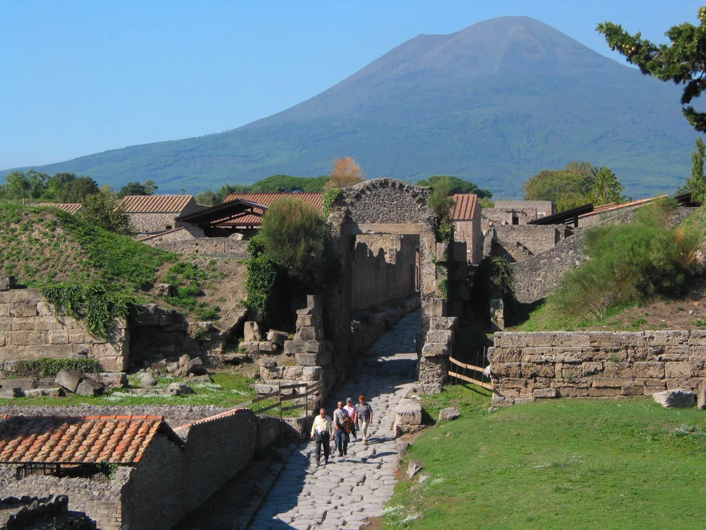 Pompeii's Porta di Nocara, with Vesuvius behind