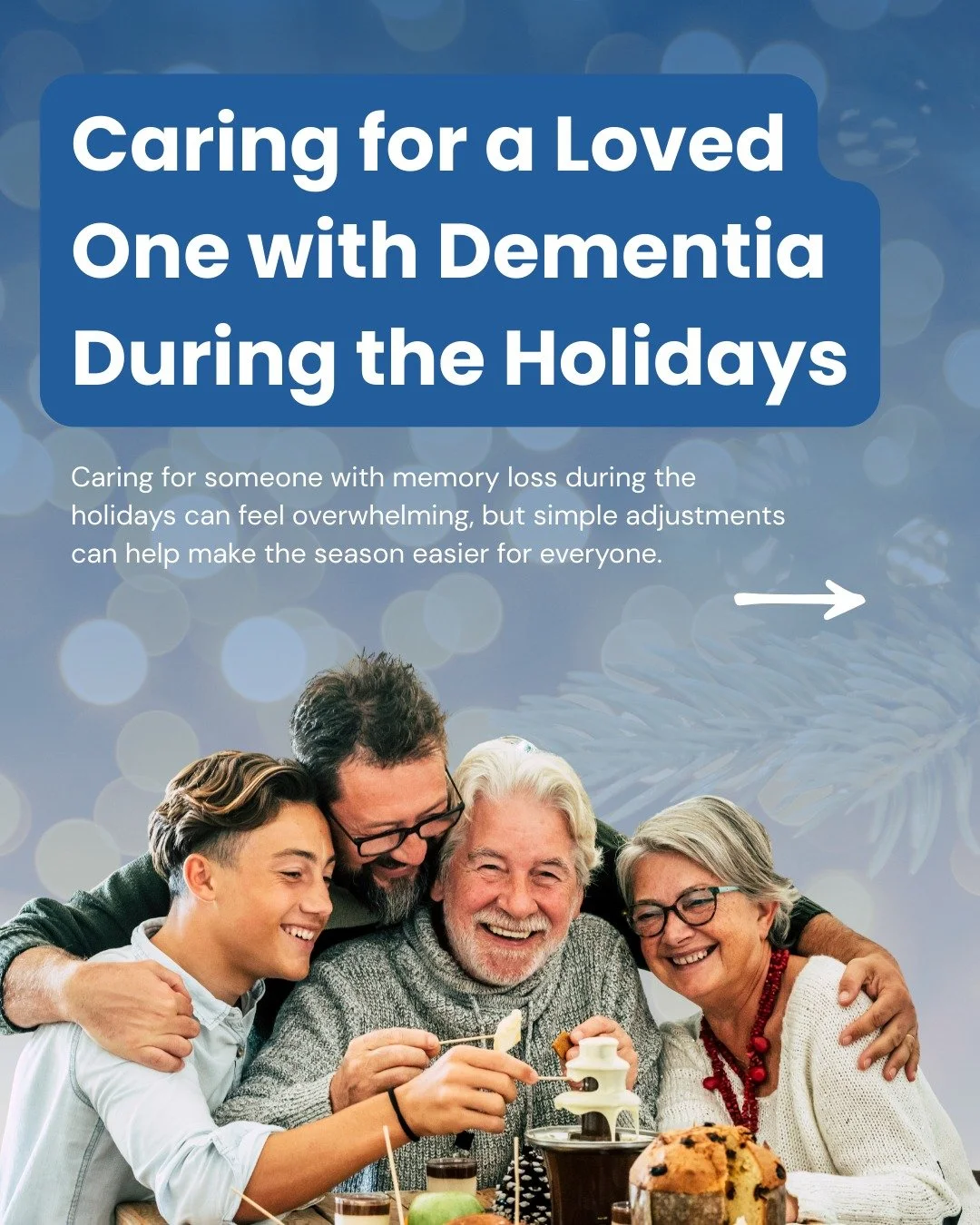 The holiday season can be challenging, especially when caring for a loved one with dementia. Here are a few simple ways to help them feel included while making the season more manageable for caregivers. 

🎁 Involve Them in Meaningful Tasks: Engage y