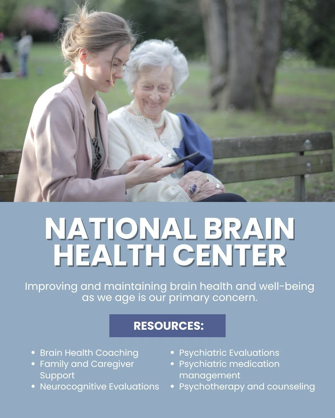 Are your or someone you know concerned about their #brainhealth?

The National Brain Health Center (NBHC) aims to improve and maintain brain health and well-being as we age!

The partnership between the BCAT&reg; Research Center and CounterPoint Heal