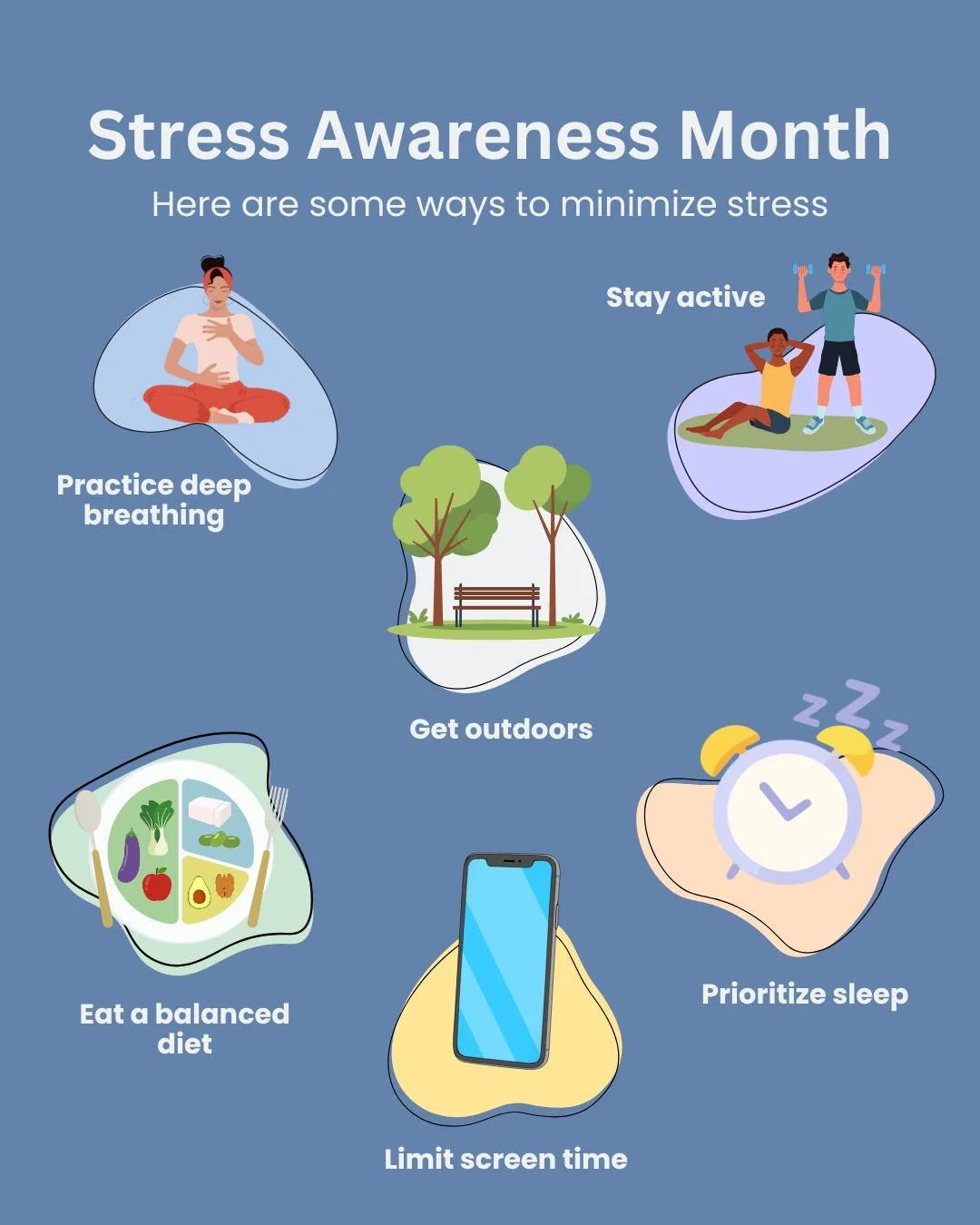 April is #StressAwarenessMonth! 

Stress is a natural part of life but when it becomes overwhelming, it can impact both your mental and physical health. This month, focus on simple, healthy habits to help manage stress and support overall well-being.
