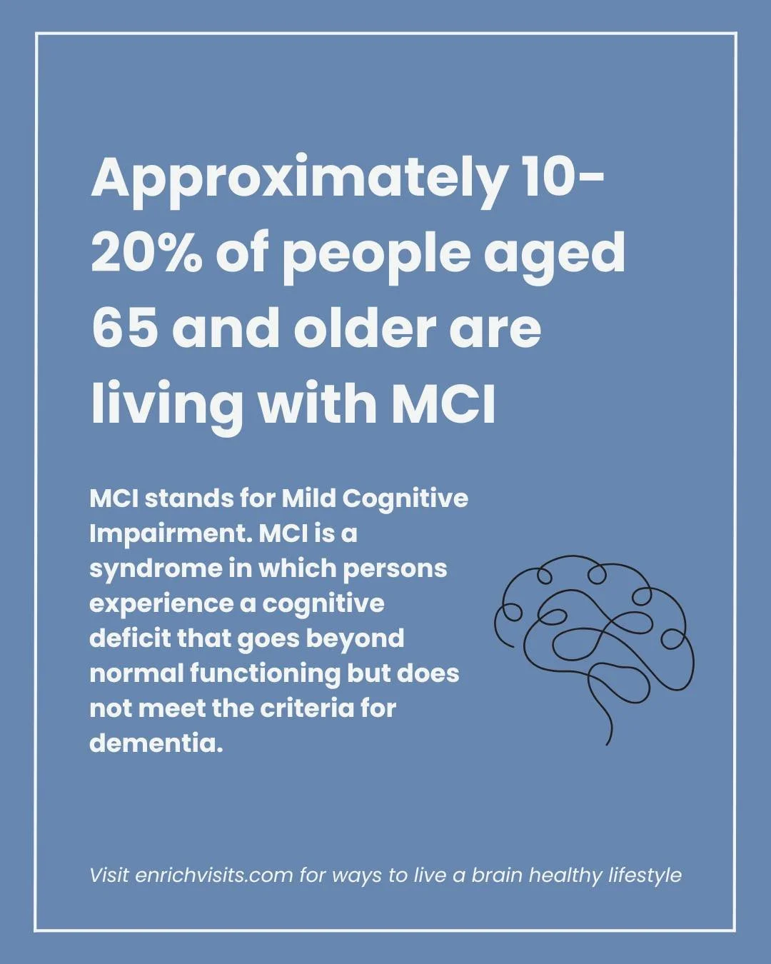 Did you know that 10-20% of adults 65 and older are living with Mild Cognitive Impairment (#MCI)? 

MCI causes memory issues that go beyond normal aging but aren't severe enough to be classified as #dementia. 

While MCI can't be fully prevented, you