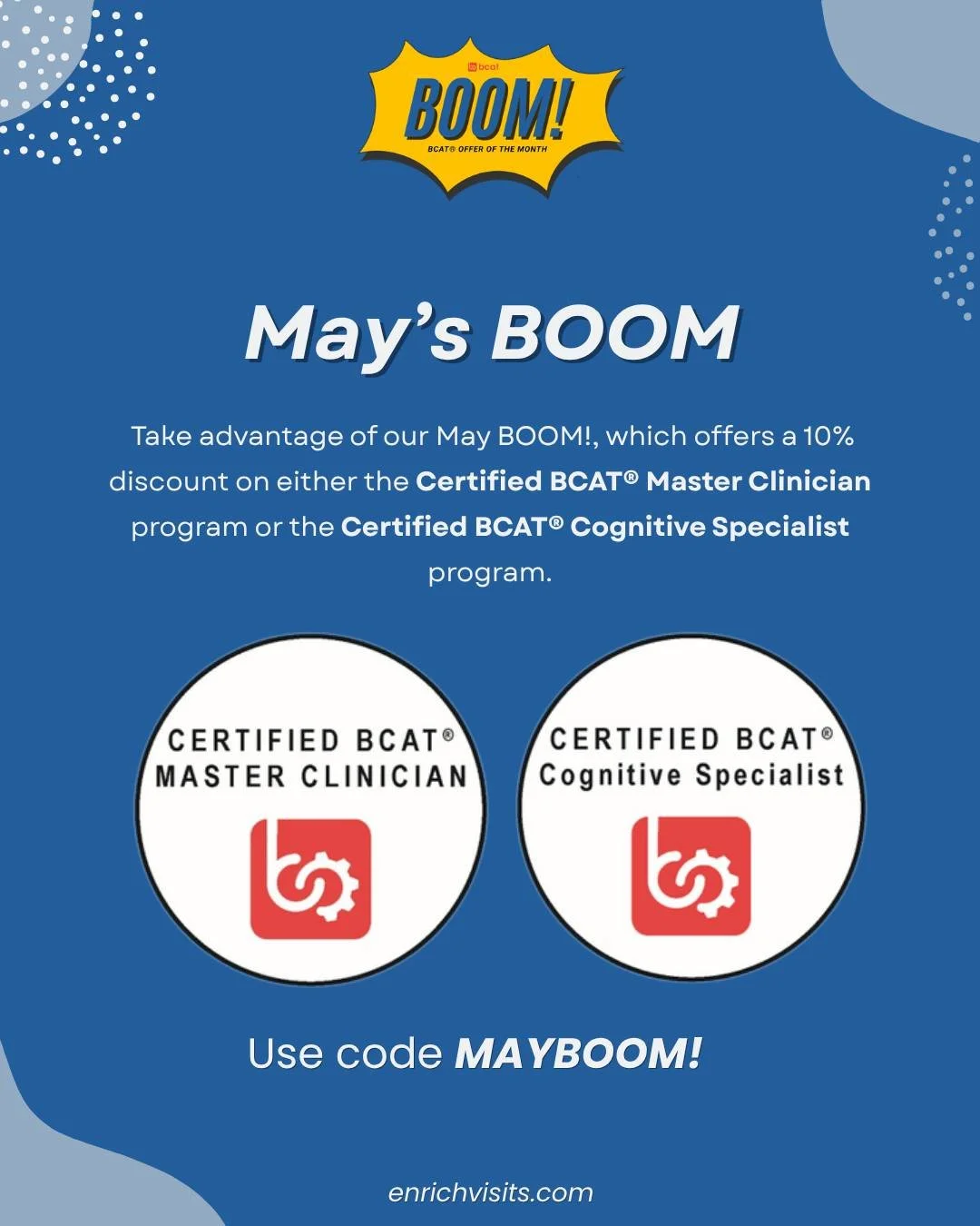 This month, take 10% off two of our professional development programs: The Certified BCAT&reg; Master Clinician Program and The Certified BCAT&reg; Cognitive Specialist Program. 

These programs are designed for healthcare professionals with a curren
