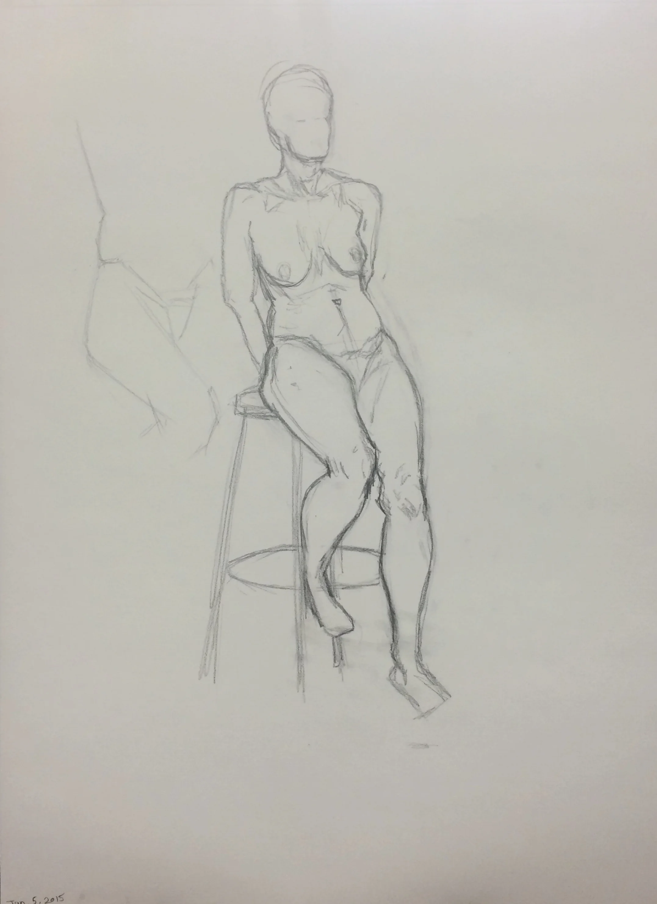 Nude model drawing