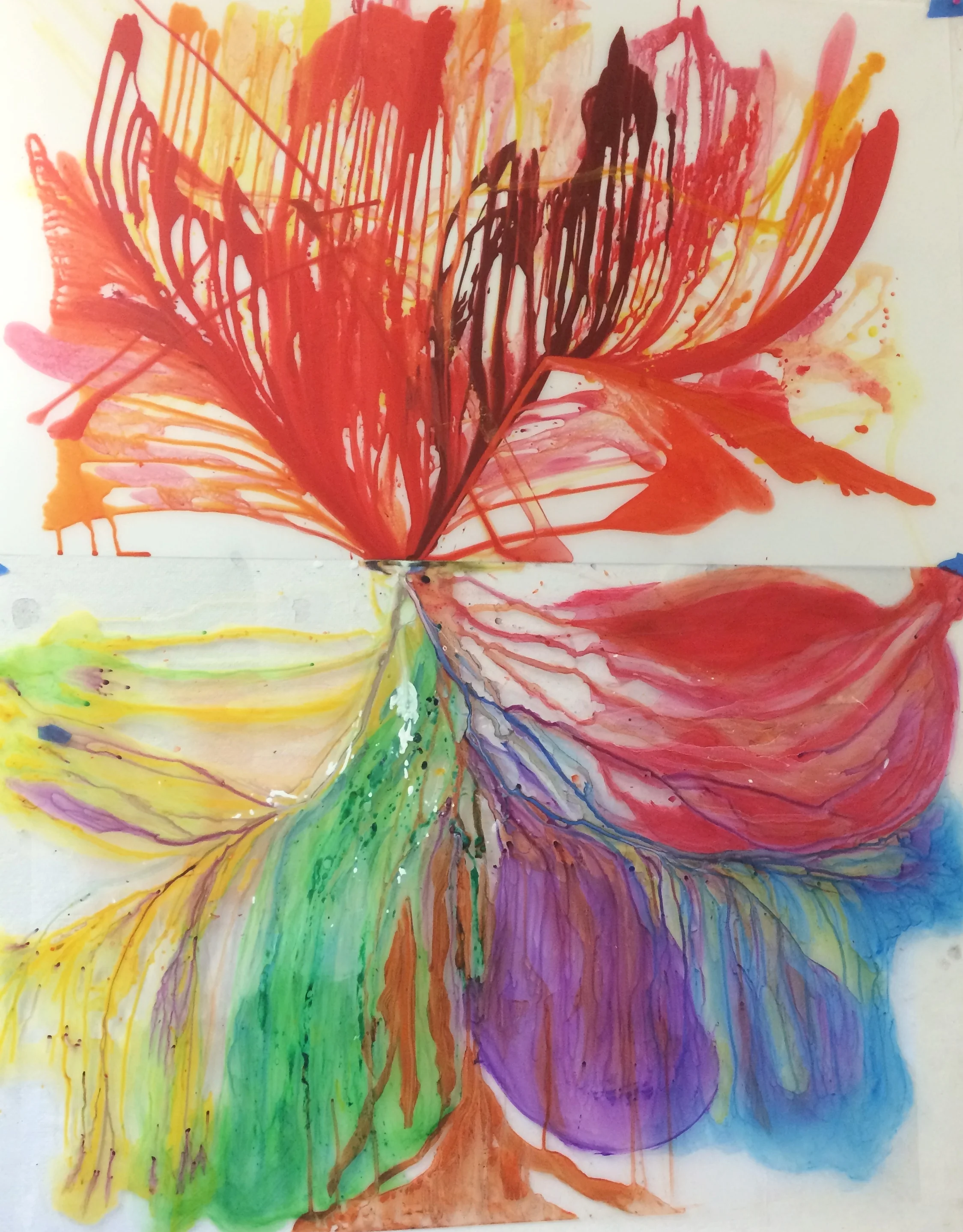  Acrylic paint on clear and coated mylar 