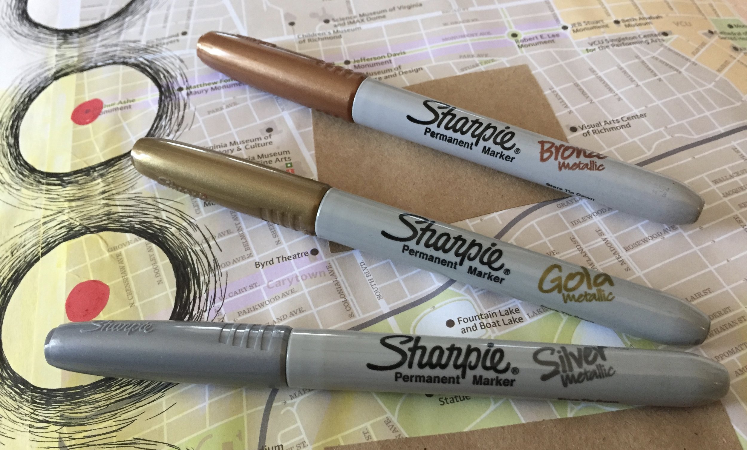 Sharpie 4-pk Metallic Colors Fine Permanent Markers: Ruby, Emerald, Silver, Gold