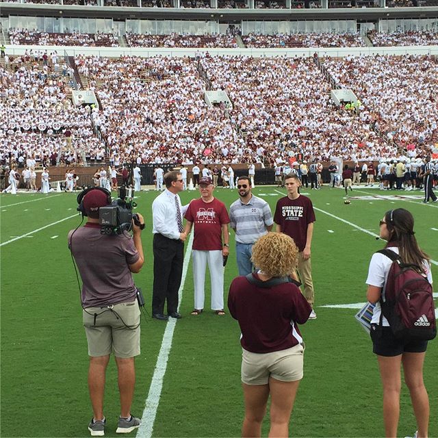 What an amazing weekend! So fun to be back on the @msstate field where I played 67 years ago! #hailstate