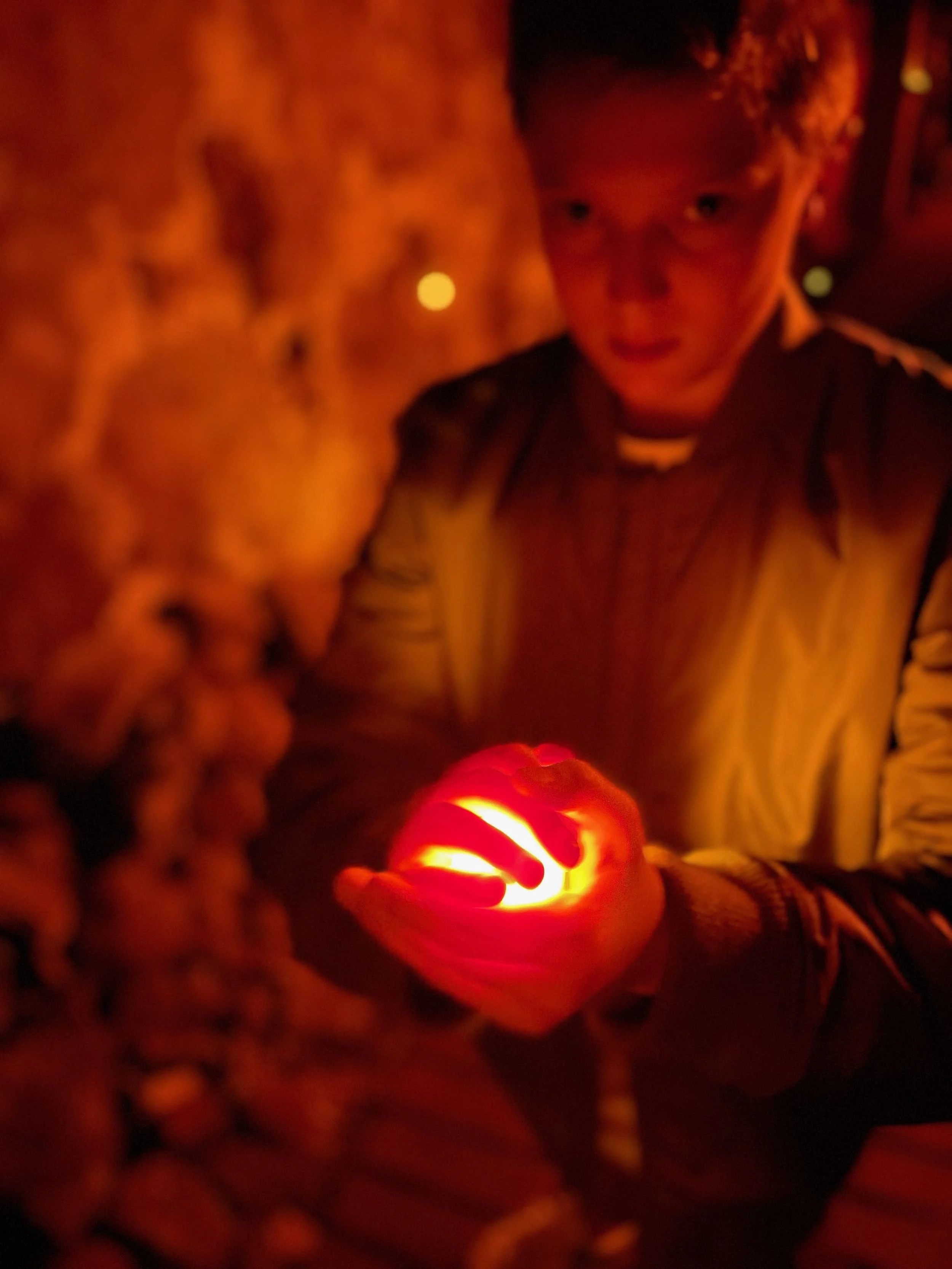 Grey with Glowing Hands