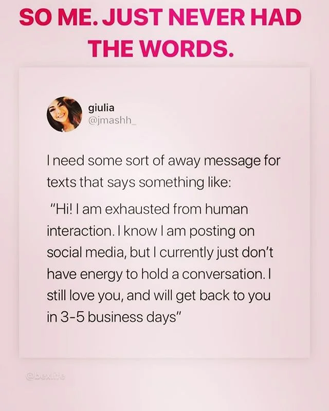 This is me so many days. Fortunately the people closest to me understands this and know ITS NOT PERSONAL. I still love you... I just don&rsquo;t have a &ldquo;conversation&rdquo; in me.😩
Via @bexlife