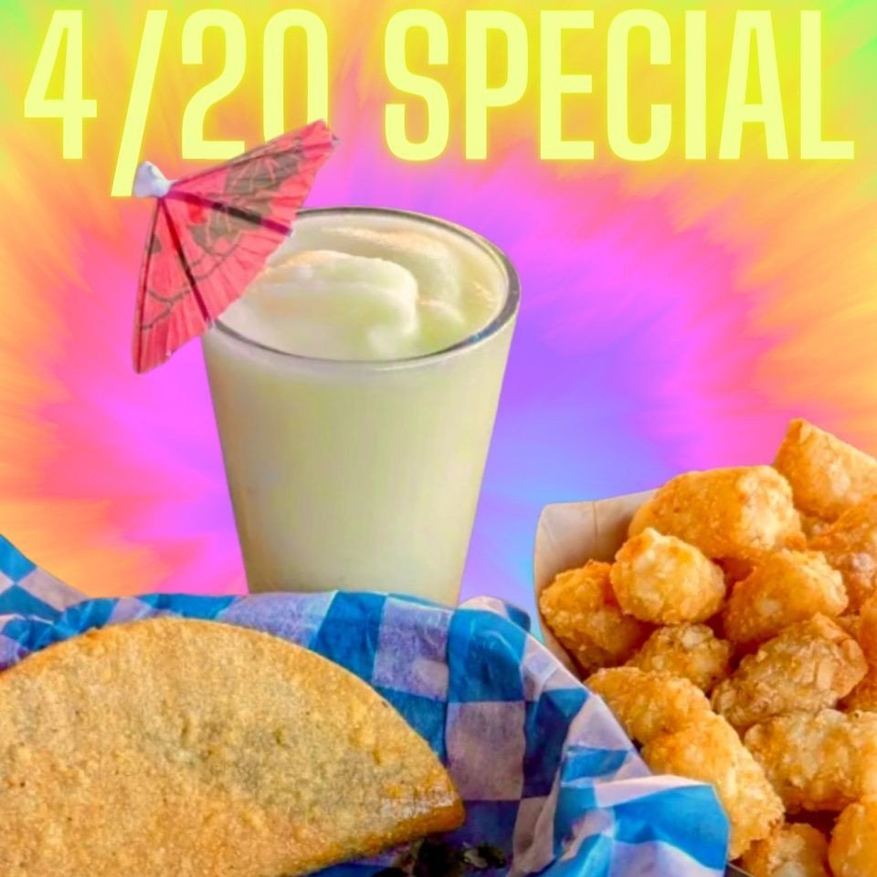 Are y'all ready? 4/20 special all day long and the doors open at 11am! Pi&ntilde;a, taco and tots $20. ⁠
⁠
#420 #specials #special #🌴 #patiobar #patio #logansquare