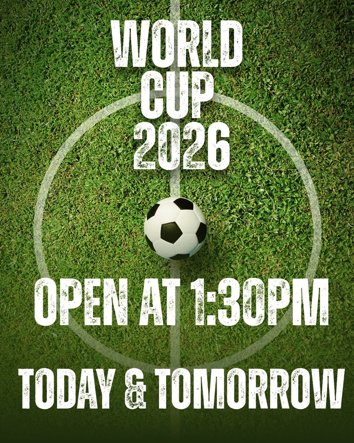 World Cup Opening! We&rsquo;re here at 1:30pm today and tomorrow! ⚽️ stay tuned for other early game openings. 

#worldcup
