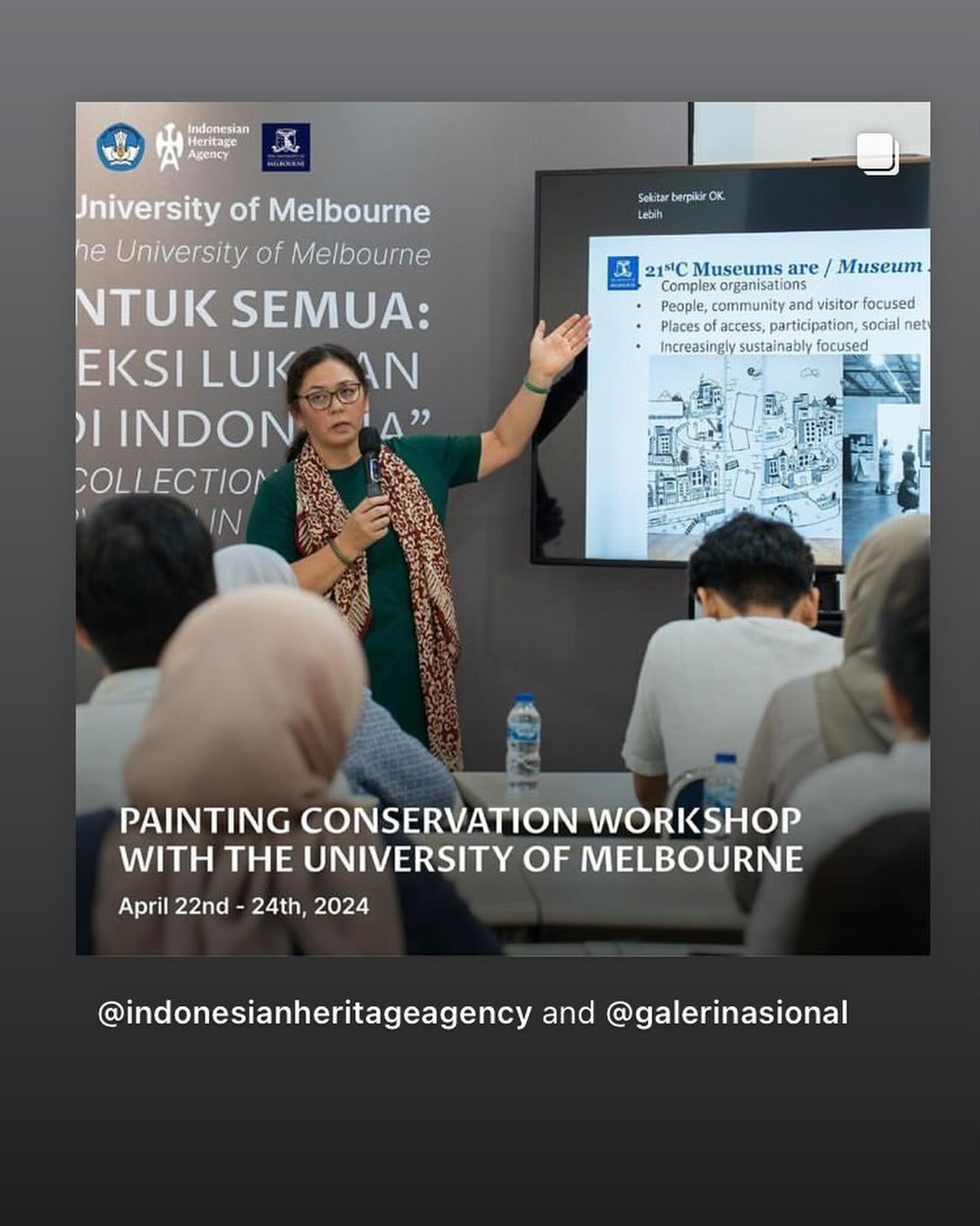 APTCCARN, The University of Melbourne and the Indonesian Heritage Agency recently held a painting conservation workshop at the National Gallery of Indonesia, aiming to learn how local expertise and knowledge can be adapted for collection care and con