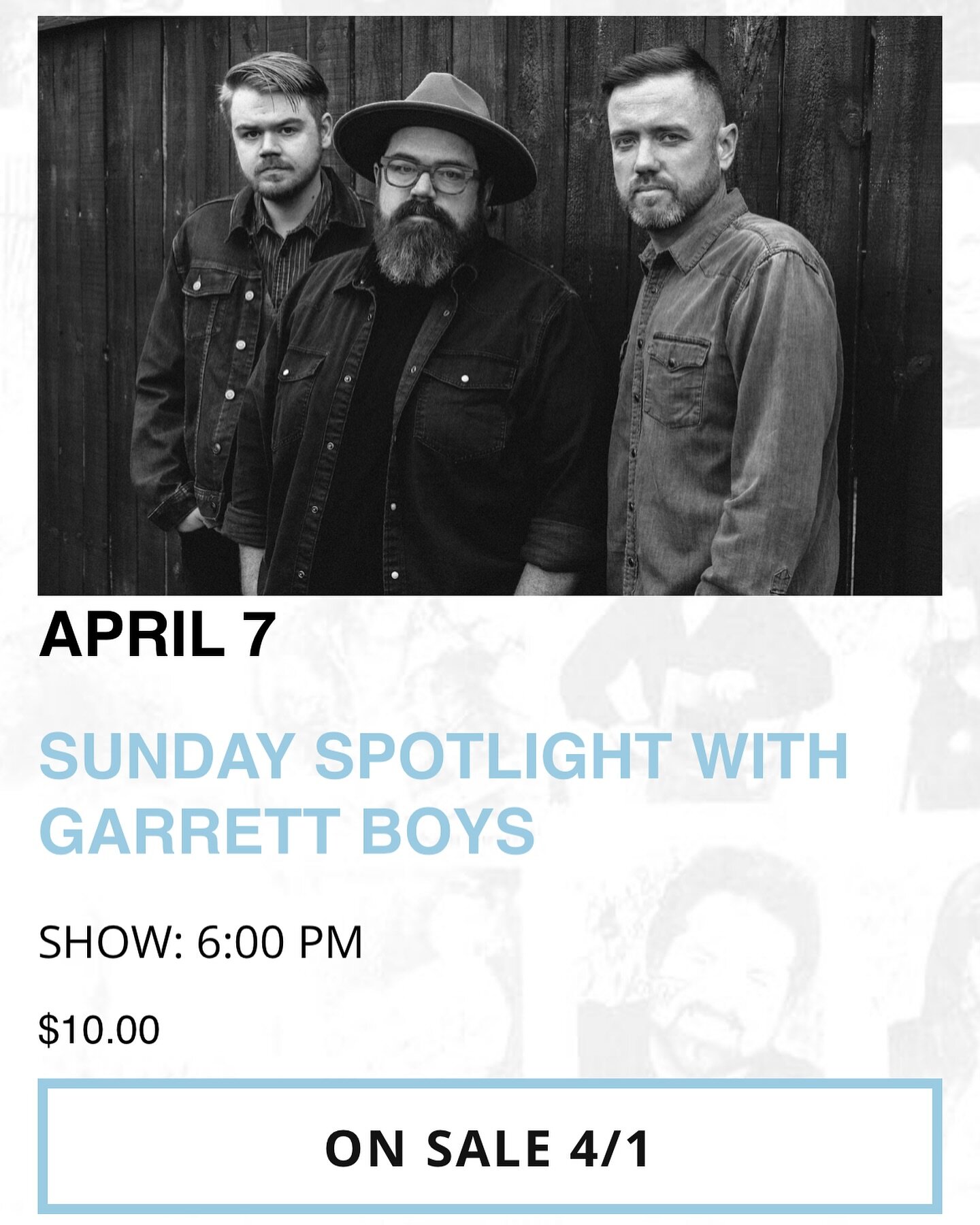 Garrett Boys are excited to announce that we will be playing the historic Bluebird Cafe once again!!! We will be featured on a Sunday spotlight show on April 7th!!! Tickets go on sale on the Bluebird&rsquo;s website April 1st and they will go fast. S