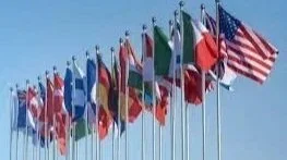 Multiple international flags flying for embassy and consulate document services in Los Angeles