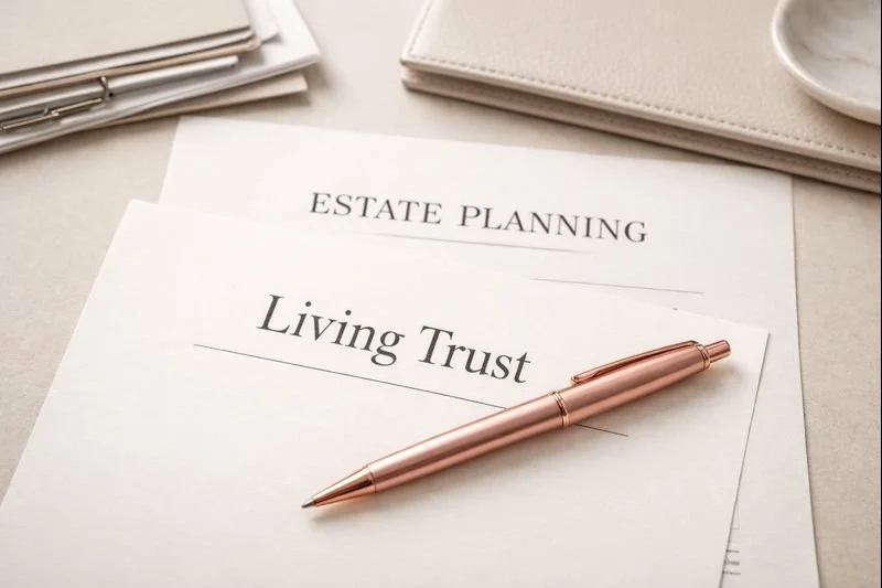 Living trust and estate planning documents for a Los Angeles mobile notary appointment.
