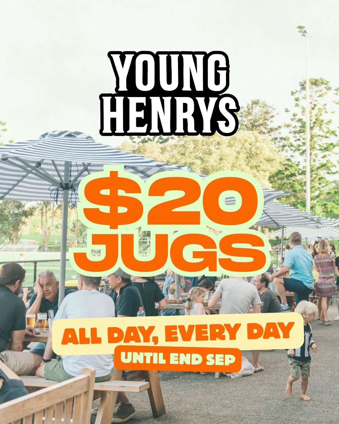 $20 Young Henrys jugs - all day, every day, until the end of September!

No catch. Just good beer, good vibes, and jugs for a bloody good price.

Only at The Field. Cheers to that! 🍻

#TheFieldBar #YoungHenrys #BeerSpecial #CheapJugs #SydneyEats #Dr