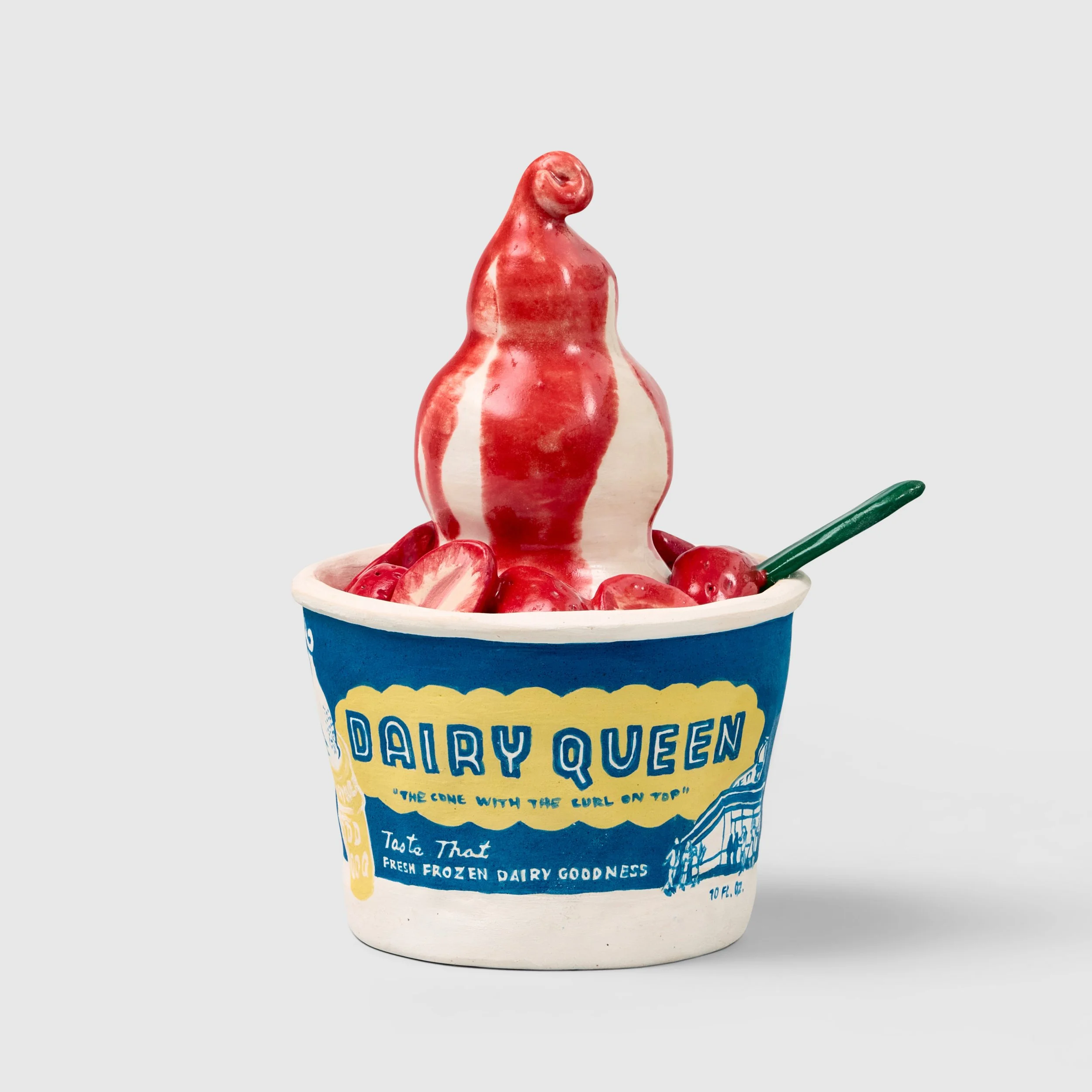  Stephanie H. Shih (American, born 1986)   Dairy Queen Strawberry Sundae , 2026 Signed Hand-built stoneware with underglaze and glaze 6 x 5 x 4 inches 